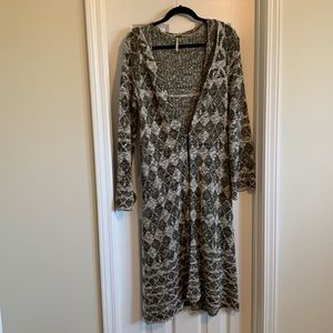 Free People diamond pattern cardigan sweater - Gray - Size M